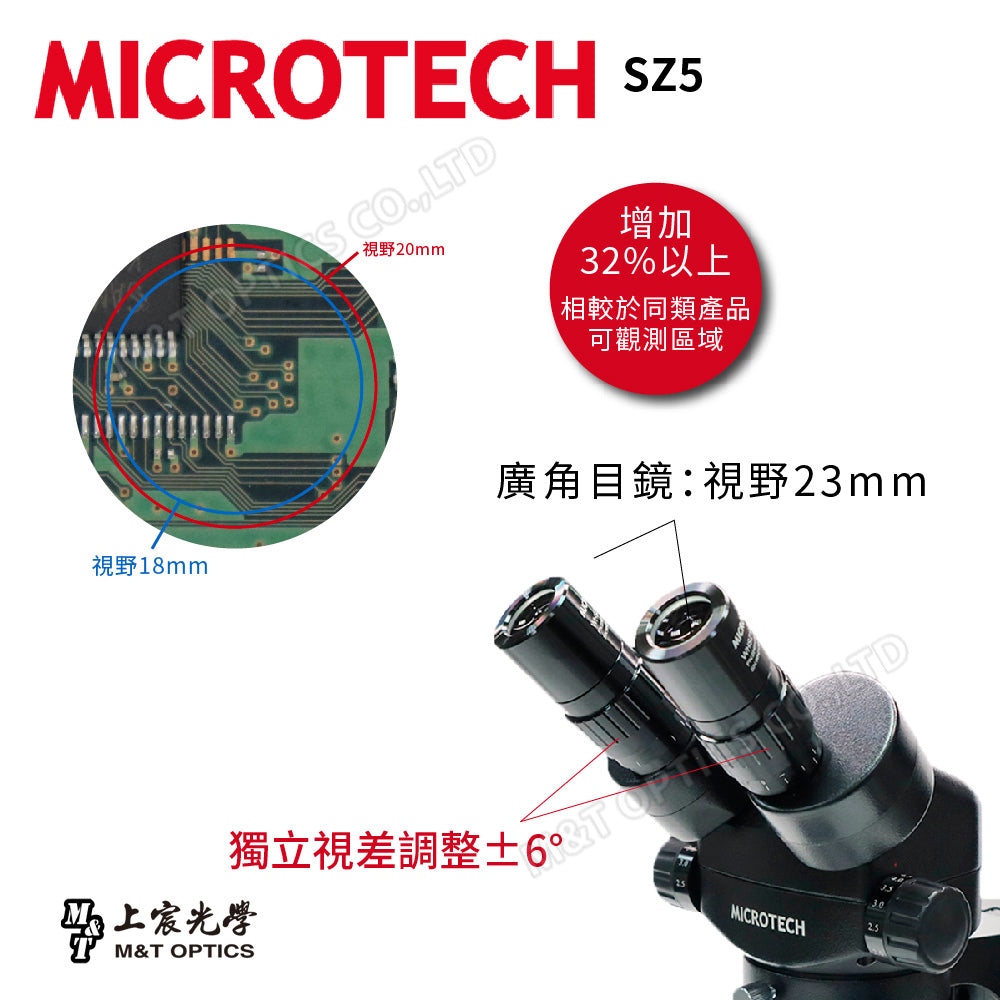 MICROTECH SZ5 Binocular Stereo Microscope-Matte Base Series