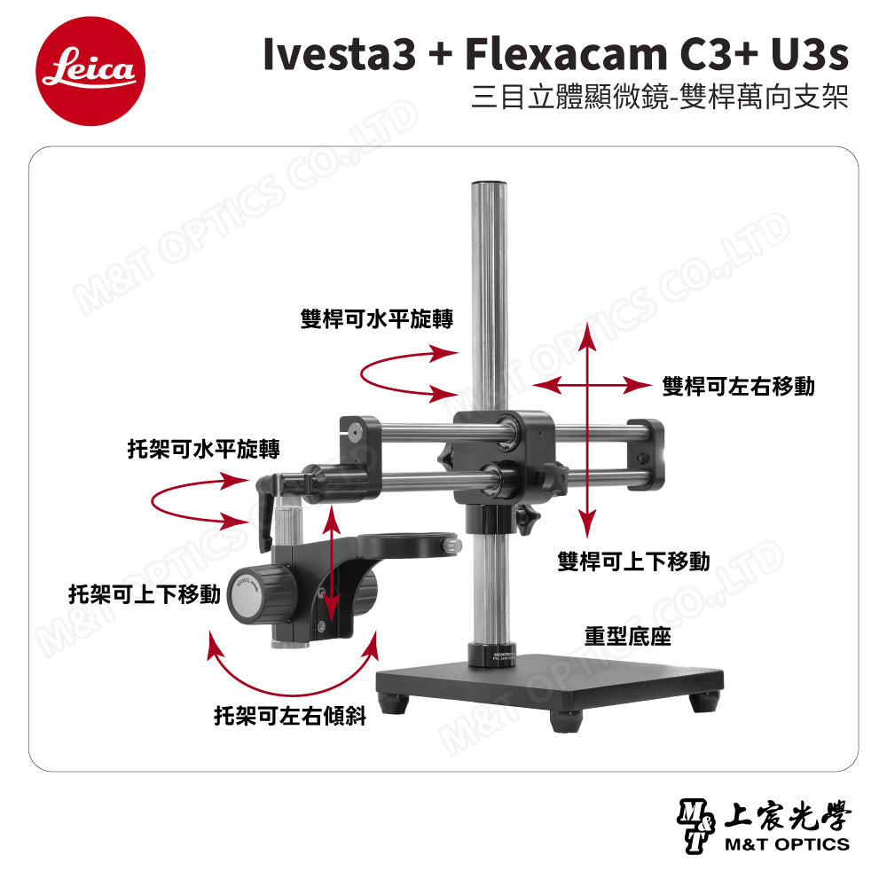 LEICA Ivesta3 + Flexacam C3+ U3s 三目立體顯微鏡-雙桿萬向支架