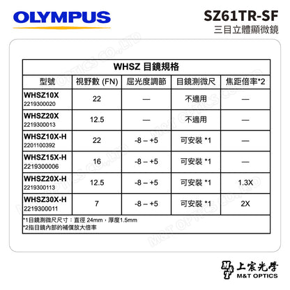 OLYMPUS SZ61TR-SF 三目立體顯微鏡