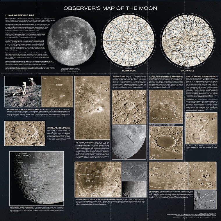 CELESTRON Observer’s Map of The Moon 月面觀測地圖-真實精細版(英文)(上宸光學台灣總代理)