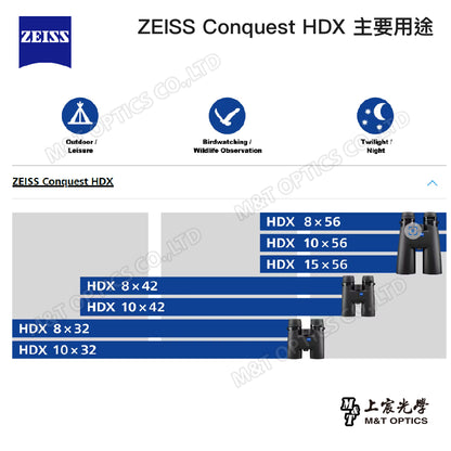 ZEISS 蔡司 Conquest HDX 10X32雙筒望遠鏡(台灣總代理公司貨)